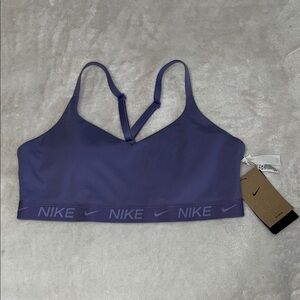 Nike Violet Pullover Light-Support Sports Bra with Logo Band